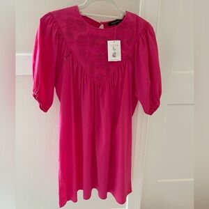 Pink Eyelet Short Sleeve Dress